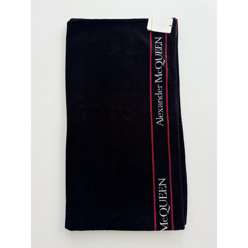 + Alexander McQueen Selvedge Cotton Beach Towel Black - NEW - Authentic